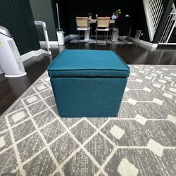 Teal Storage Ottoman – Foldable Cube with Lid