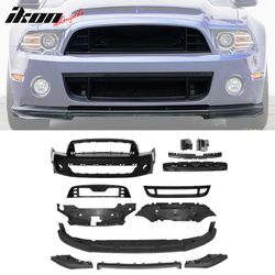 Fits 2010-2014 Ford Mustang Front Bumper Cover GT500 Style Conversion w/ Lip + Grille