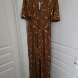 Francesca's Womens Jumpsuit Size Small Short Sleeve Dress Yellow/Orange
