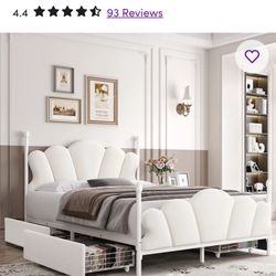 Full Bed Frame - Pacer Upholstered Storage Bed With 4 Drawers & Adjustable Headboard 