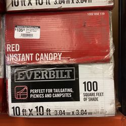  (New) Everbilt 10 ft. x 10 ft. Red Instant Canopy Pop Up Tent 