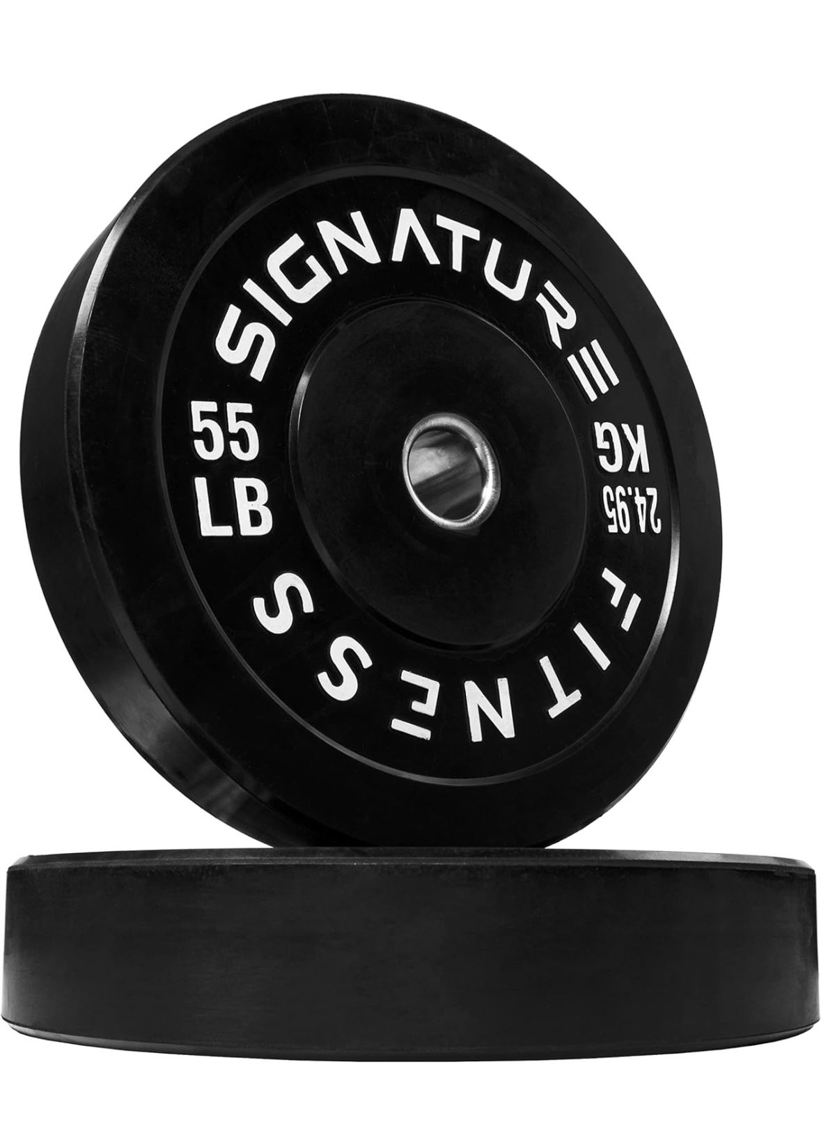 Signature Fitness 2" Olympic Bumper Plate Weight Plates with Steel Hub, Pairs, Sets or Sets with 7FT Olympic Barbell, Multiple Options