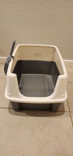 NEW Amazon Basics High-Sided Open Top Cat Litter Box with Scoop