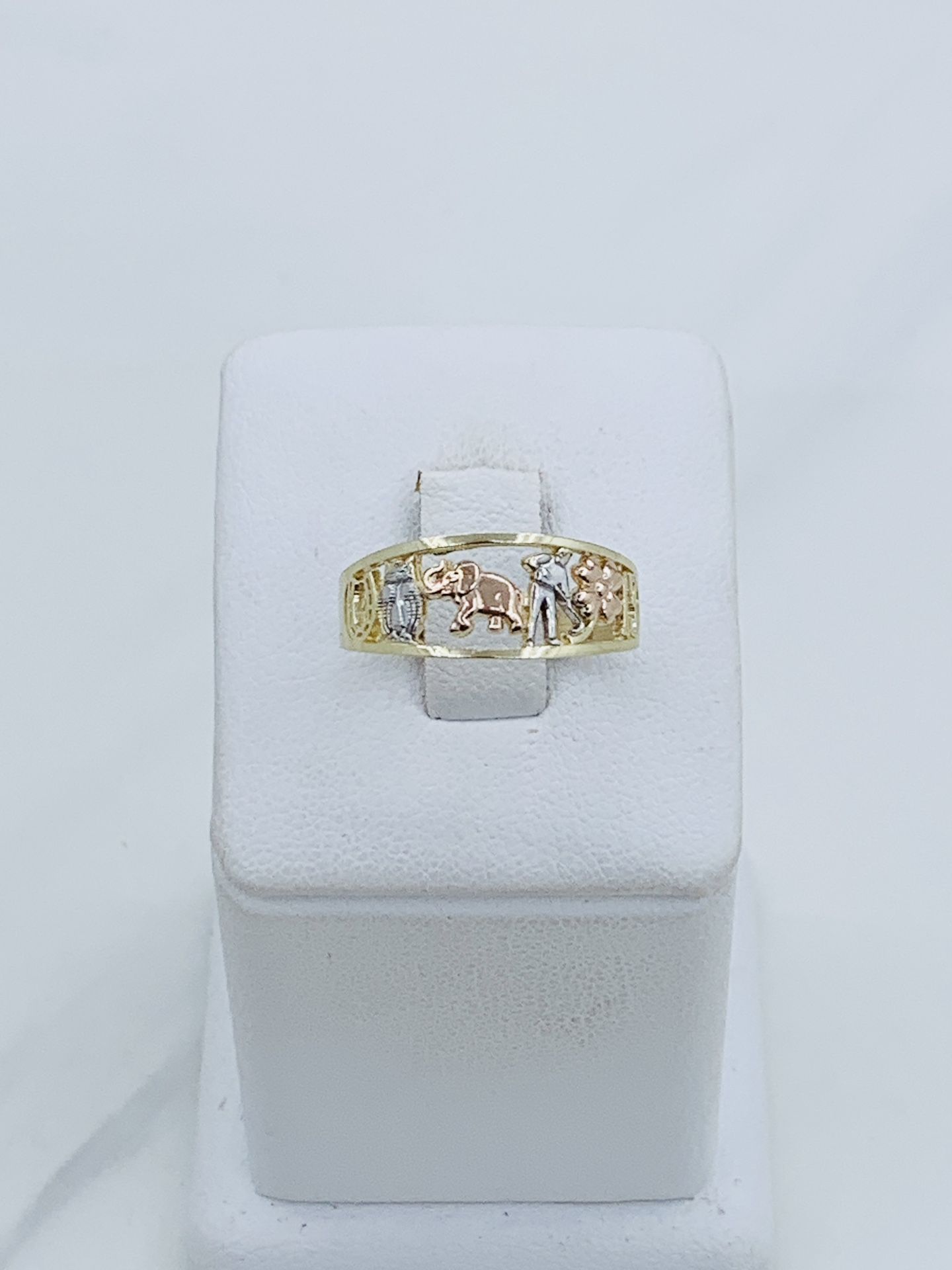 ❤️ 14k Real gold Ring lucky charm ❤️ Multi tone gold women’s ring size 8 ❤️ Anillo De La Suerte En Oro