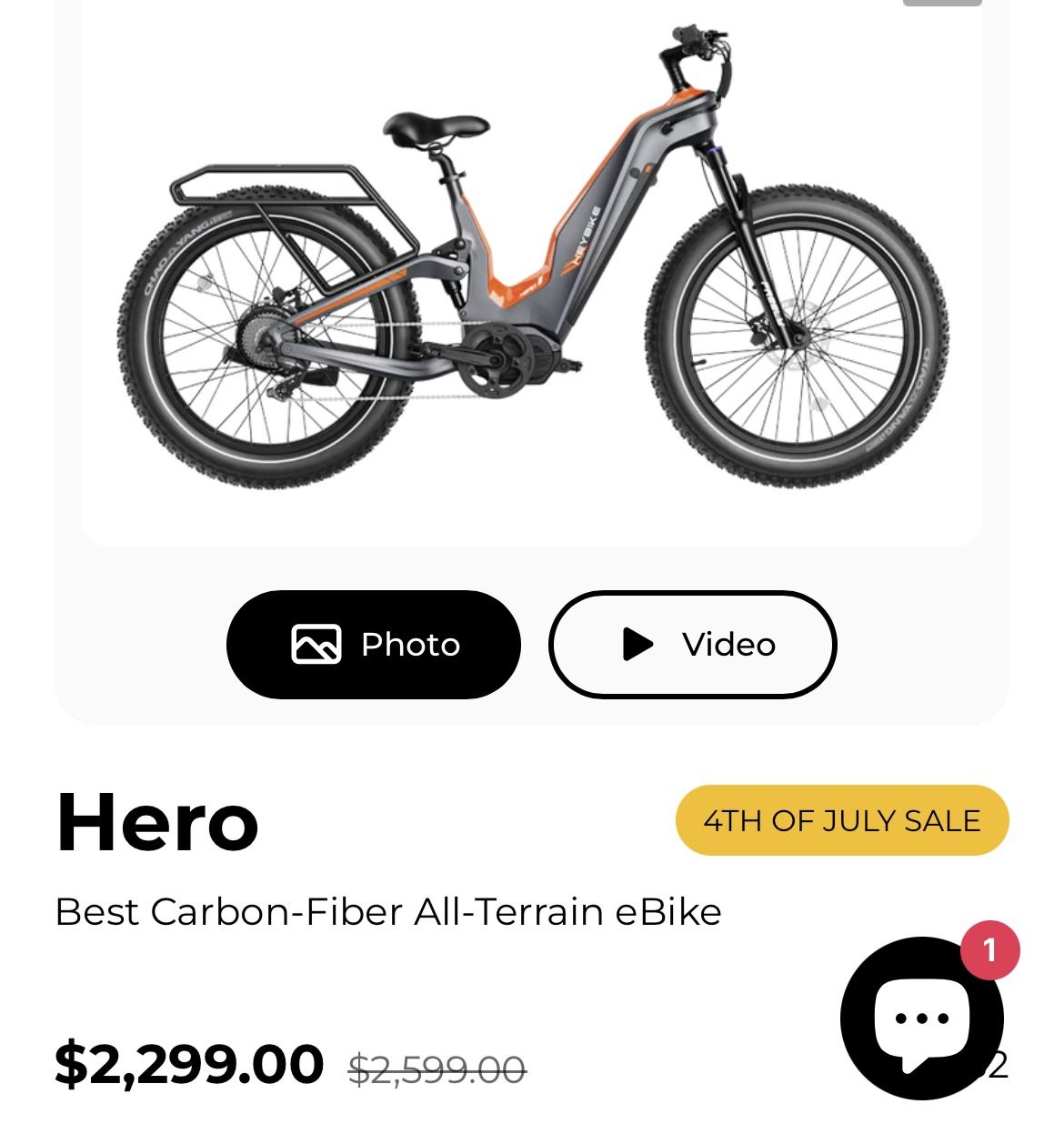 Heybike HERO 750w Carbon Fiber Electric Bicycle