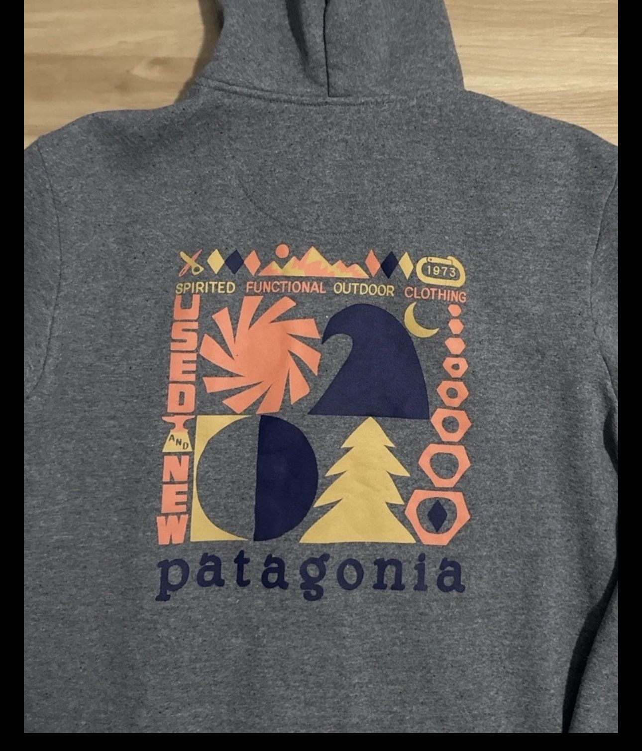 Patagonia Uprisal Full Zip Hoodie Men’s Medium Gray Graphic Back STY39662