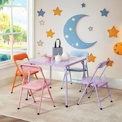 Homy Casa PAGE COLOR NEW V1 5PCS Table and Chair Set "61 x 61 x 51" for Playroom and Study Open Box
