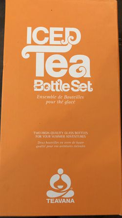 Teavana Iced Tea Bottle Set 2 Borosilicate Glass Bottles Silicone Funnel NEW IN BOX