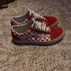 Men’s Red Checkerboard Vans Old Skool