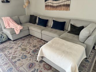 Thomasville Tisdale Modular Sectional 6-piece Beige with Storage Ottoman-COSTCO