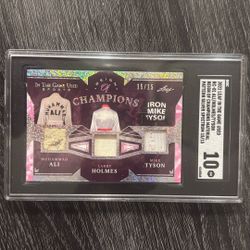 Muhammad Ali Mike Tyson Larry Holmes Triple Relic 15/15 SGC 10 Rare