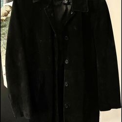 Womens Suede Leather Coat -Size M -HAS MATCHING GLOVES