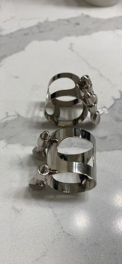 Silver Metal Saxophone Ligatures – Set of 2