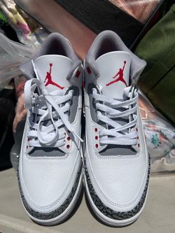 New Air Jordan 3 White Cement Grey Sneakers size 10