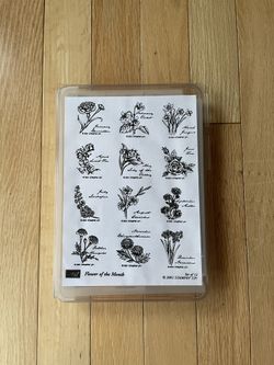Stampin Up 2001 Flower Of The Month Series Wood Mounted Rubber Stamp Set