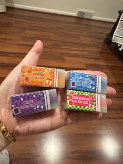 Brand New Fruit Jam Scented Erasers Set of 4