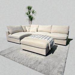 FREE DELIVERY - White/Beige Modular Linen Sectional