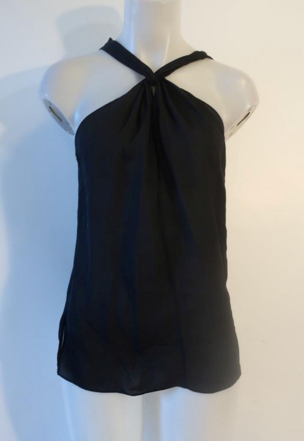 White House Black Market Black Halter Tank Top size xsmall