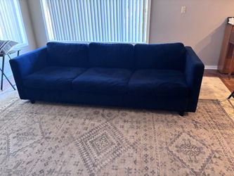 Navy Blue Velvet 3-Seat Sofa