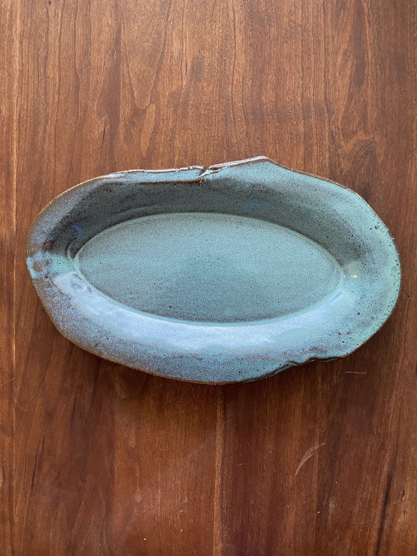 Handmade Ceramic Serving Dish Bowl Platter Teal Green Blue
