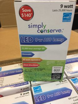 LED Bulbs - 9w A19 lamp (qty 14 in box)