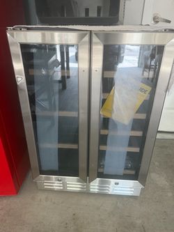 Dual Zone Wine Cooler Stainless Steel Glass Door
