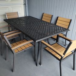 Outdoor patio furniture set 7 piece dining set table and 6 chairs