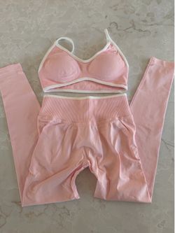 NEW TEVEO Seamless Pink 2-Piece Workout Set | Leggings | S & M