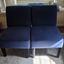 Pair of Navy Blue Linen Accent Chairs
