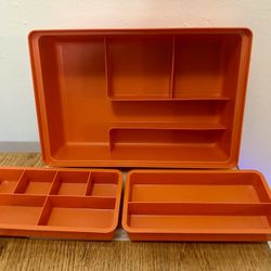 Vintage Tupperware Tuppercraft Sewing Craft Tackle Box Organizer 1421-5 Orange
