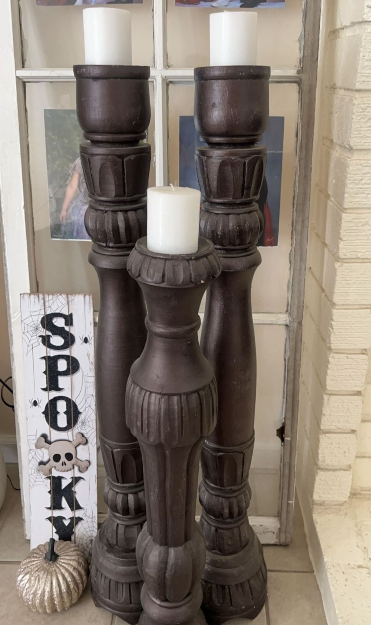 3 Piece Wooden Candle Pillars