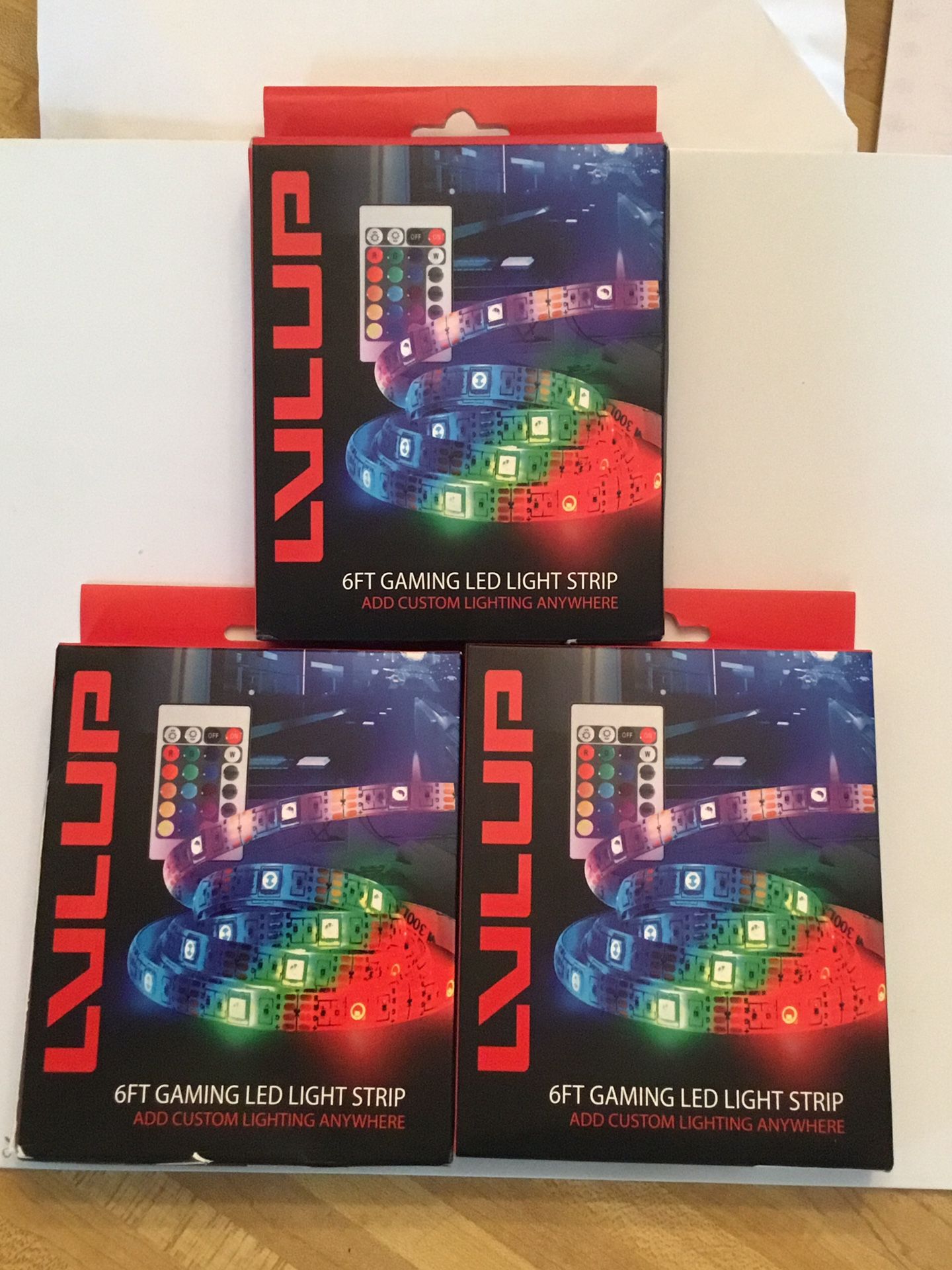 LVLUP GAMING LED LIGHT STRIP W/REMOTE CONTROL 6’ ADD ANYWHERE BRAND NEW