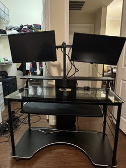 Desk W 2 Mounted Monitors 