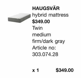 ikea twin size mattress
