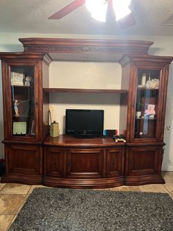 Large Wood Entertainment Center Wall Unit