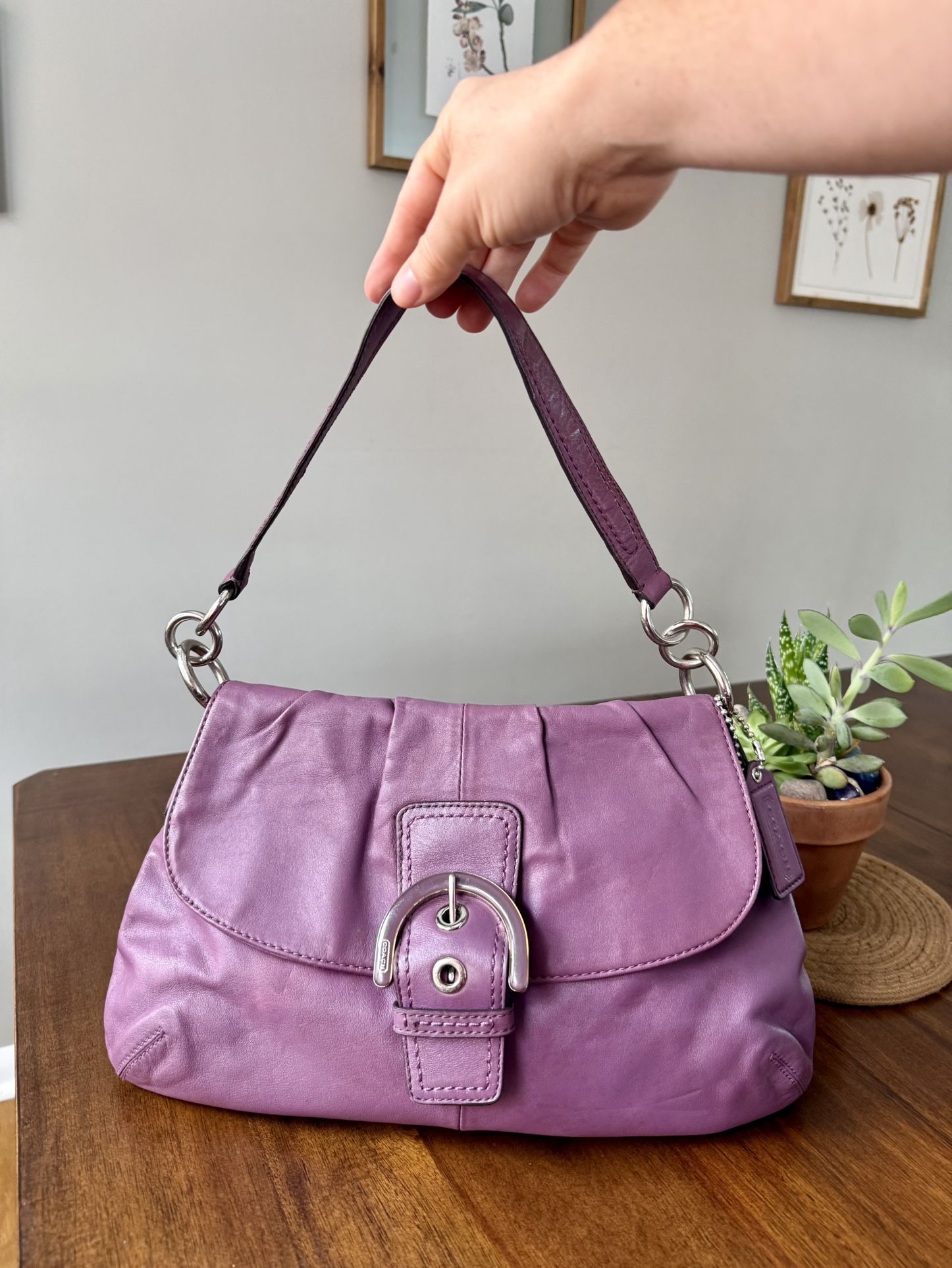 Coach SoHo Purple Pleated Leather