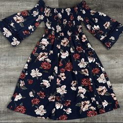 Little Girls XS Navy Blue Smocked Floral Dress