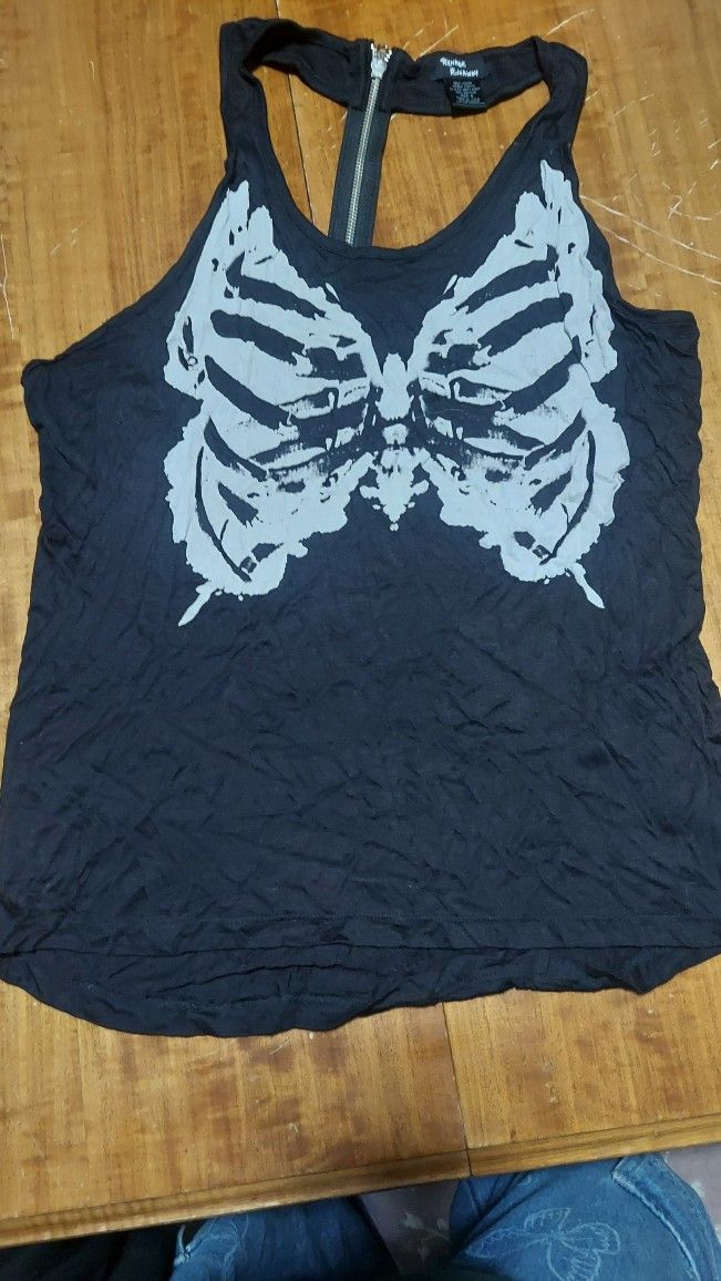 Black Butterfly Bones Halter Zipper Back