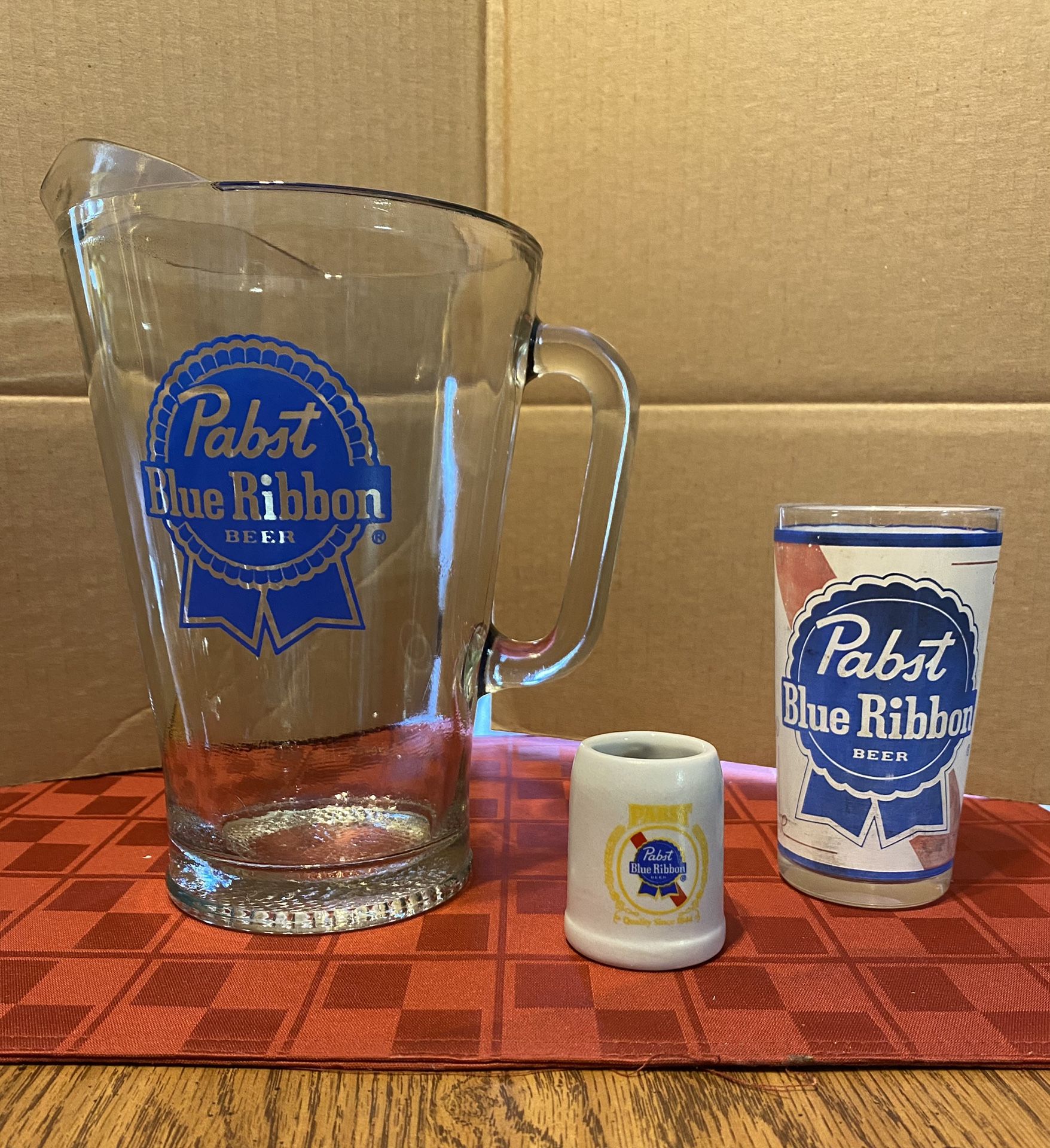 Pabst Blue Ribbon Glass Pitcher 