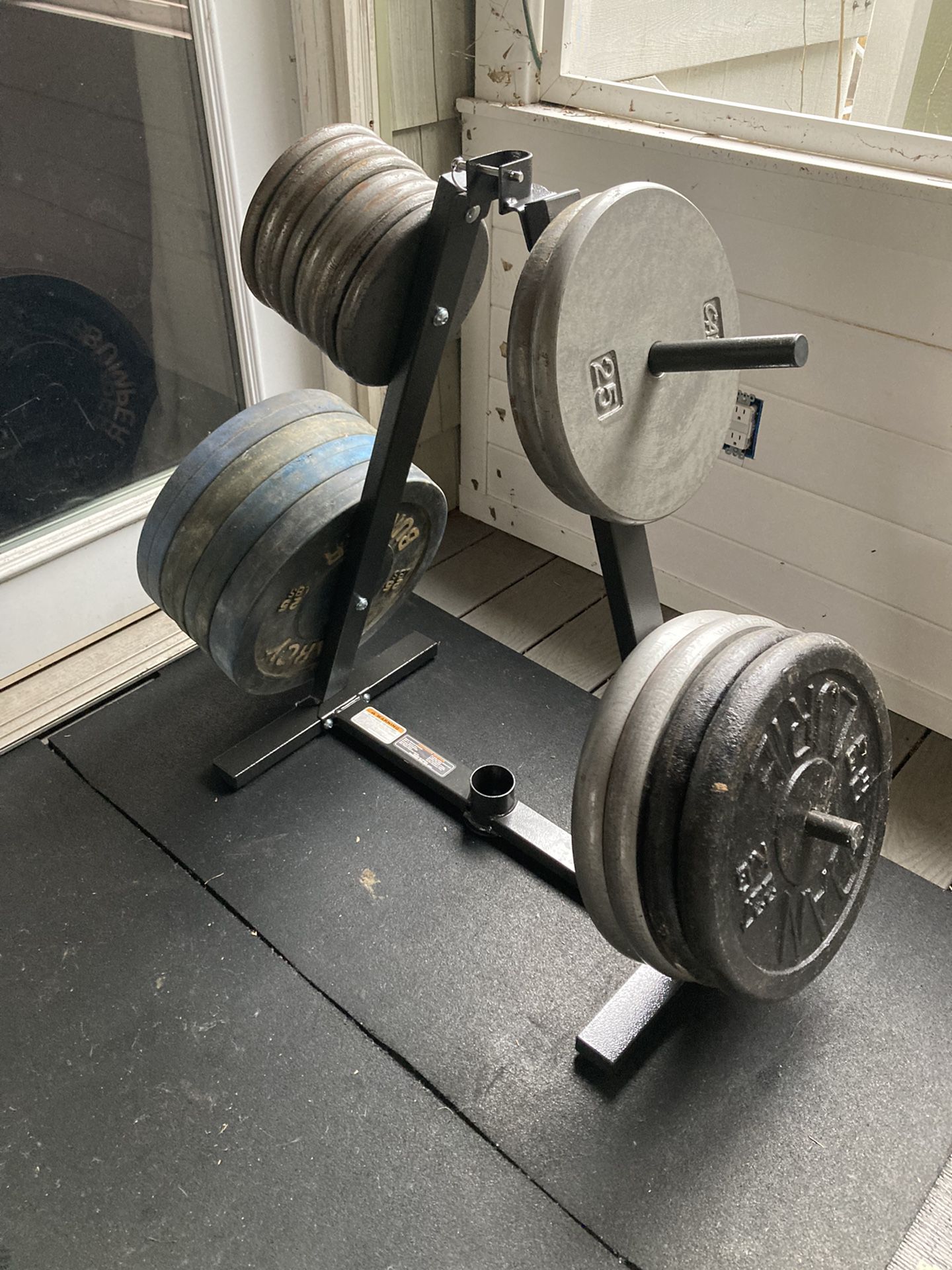 450 Lb Standard 1” Weight Plates Set CAP And MARCY BUMPERS And Dan Lurie Barbell - 50/25/10