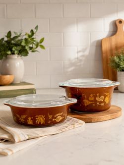 Vintage Pyrex Early American Casserole Dishes Set