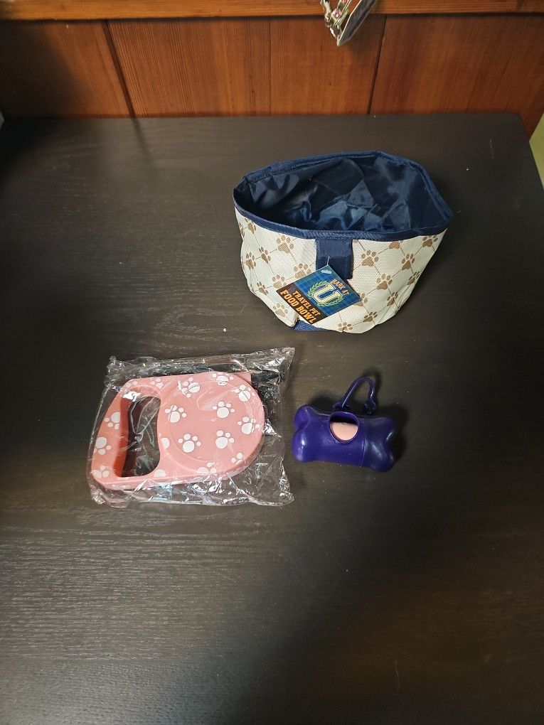 Retractable Dog Leash, Poop Bags, Travel Pet Food Bowel