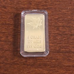 Canadian Leaf 5 Gram Gold Bar