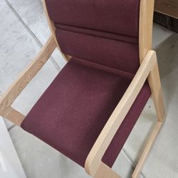 Wooden Armchair with Burgundy Cushion
