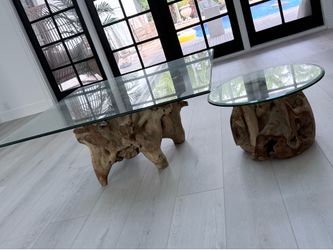 Live edge wood coffee table +side table