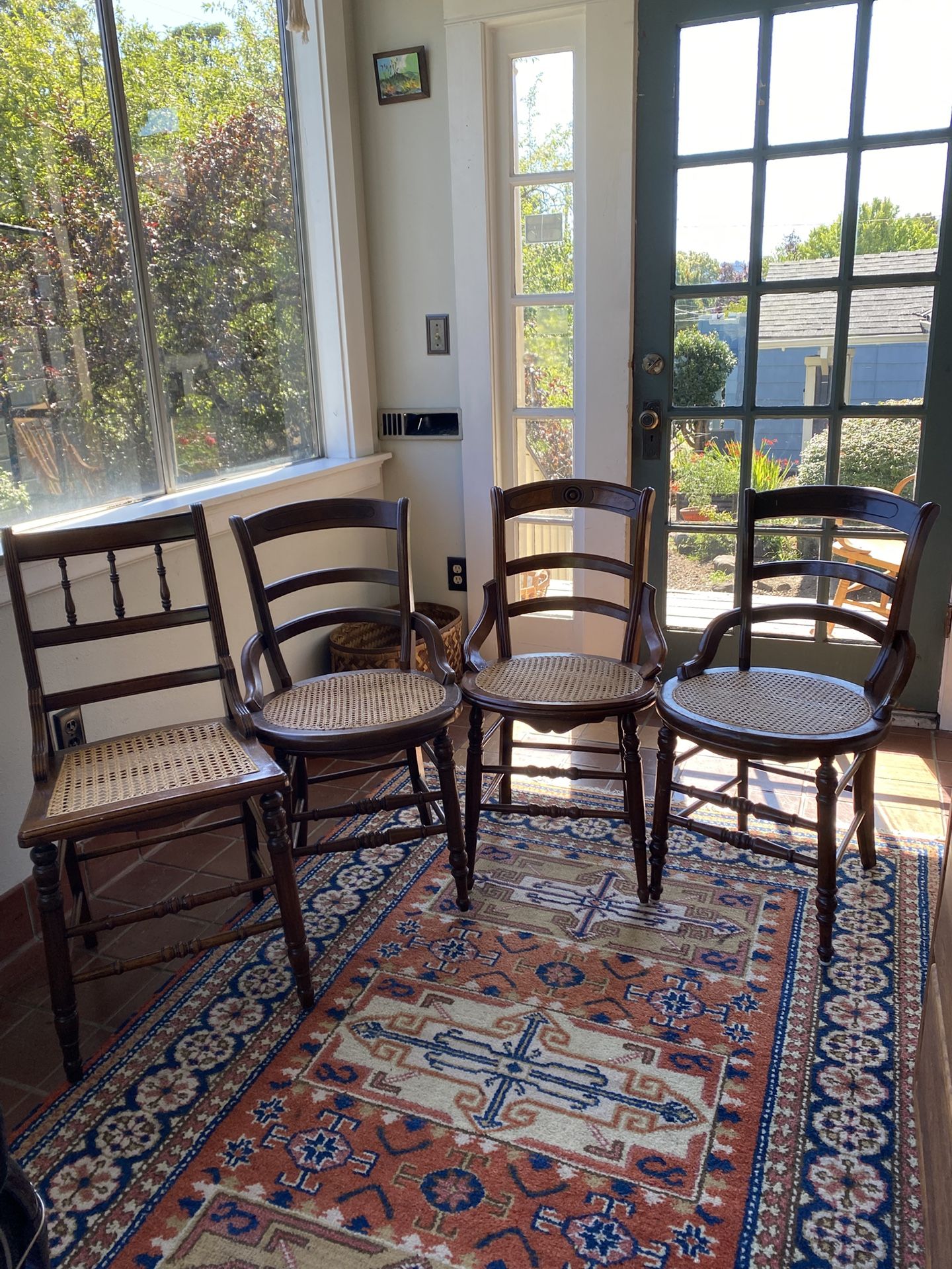 Lovely Set of Four Antique Bentwood Chairs with Cane Seats!