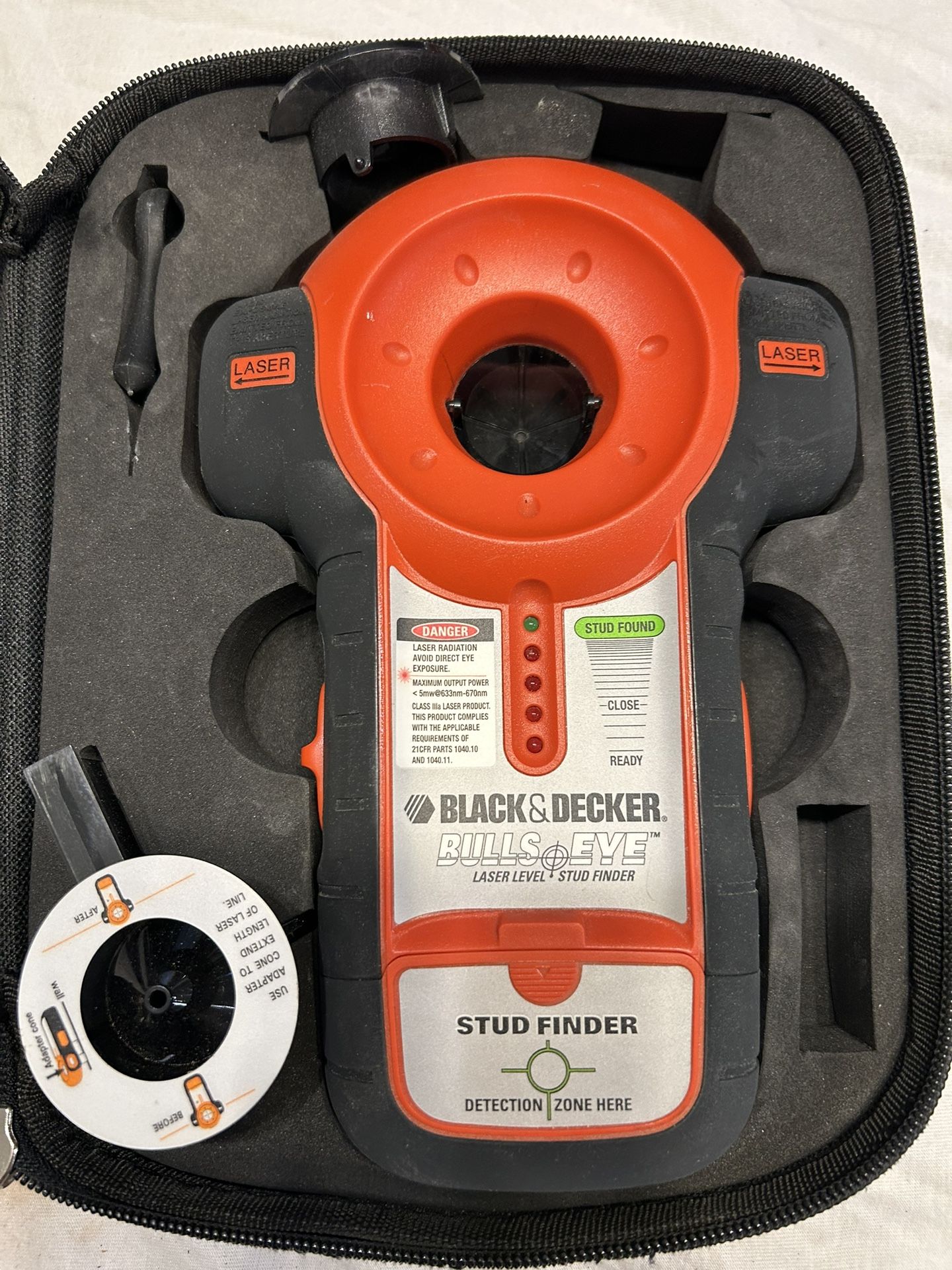 Black & Decker BDL100S Bullseye Laser Level & Stud Finder With Case