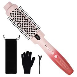 Tresses Touch Thermal Brush Hair Curling Brush, 30s Fast Heated Round Brushes 1.5" for Long Lasting Look, Negative Ion Tech, 5 Temp Settings