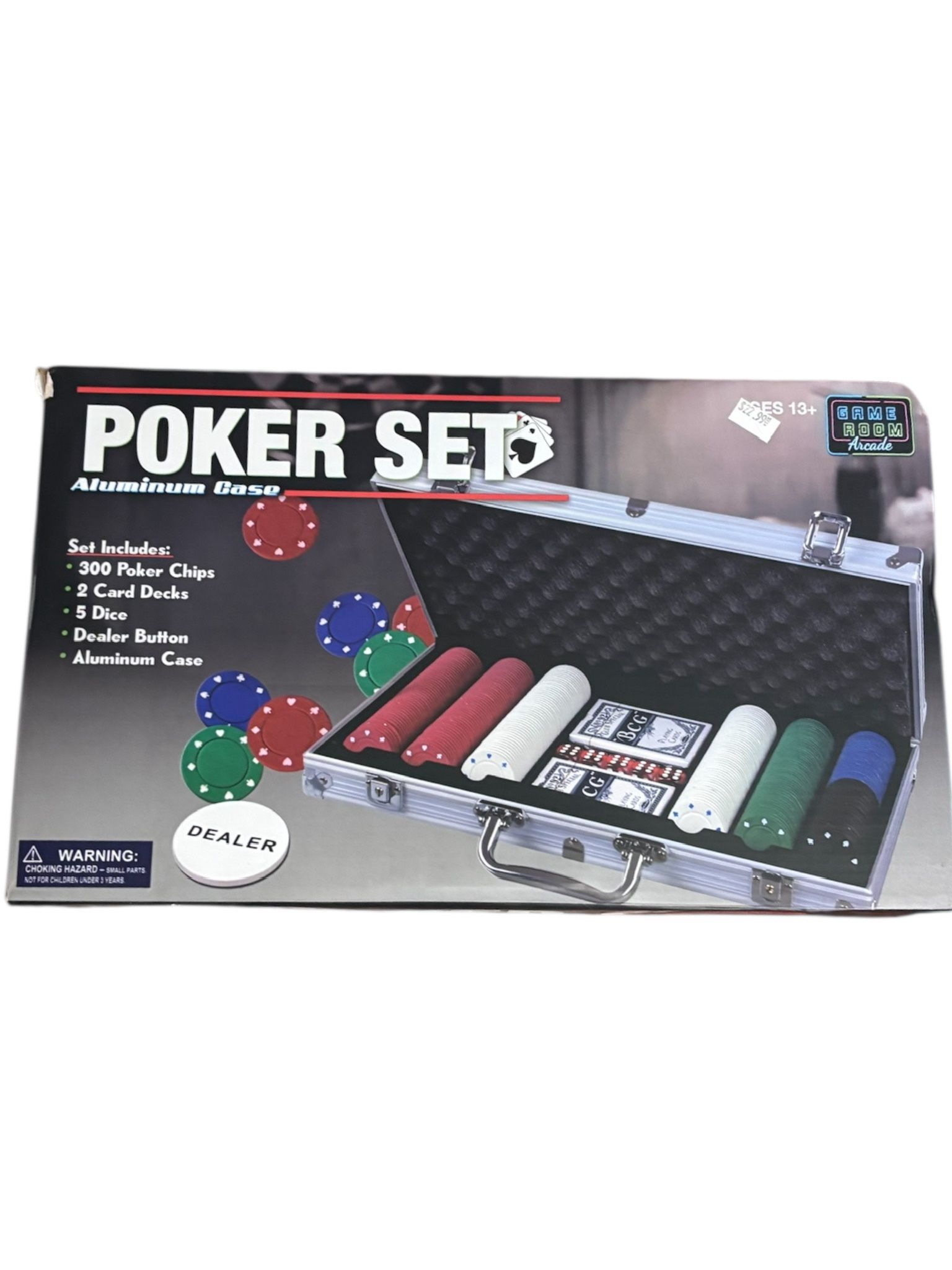300 Piece Poker Set w/ Chips, Cards, Dice & Aluminum Case