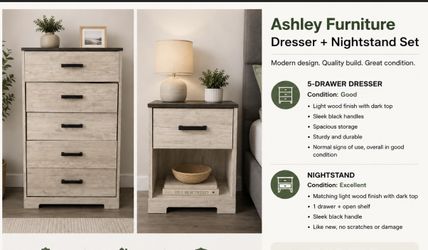 Ashley Nightstand And Dresser Set for Sale